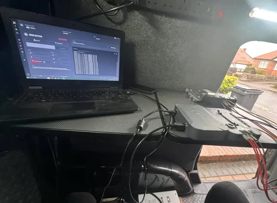 Pearls Tuning professional ECU remapping equipment set up in the mobile workshop
