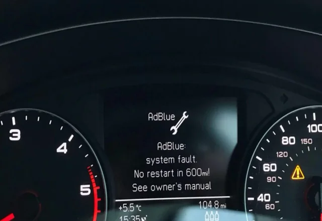 AdBlue system fault with no restart mileage countdown warning